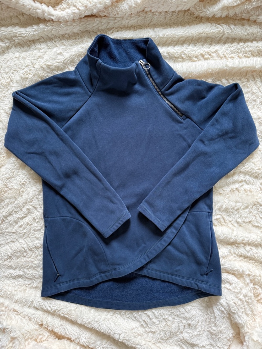 Athleta Navy Quarter-Zip Funnel Neck Pullover